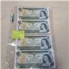 Image 1 : 4 - 1973 MINT CANADIAN 1 DOLLAR BILLS IN SEQUENCE 880-883