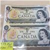 Image 2 : 4 - 1973 MINT CANADIAN 1 DOLLAR BILLS IN SEQUENCE 880-883