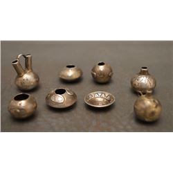 NAVAJO MINIATURE SILVER POTS