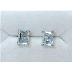 New Sterling Silver 2.5 CT Blue Topaz Earrings