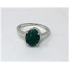 Image 1 : Sterling Silver Emerald & Diamond Cocktail Ring
