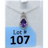 Image 1 : Sterling Silver Amethyst & Diamond Pendant