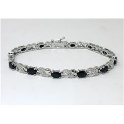 7.8 CT Blue Sapphire & Diamond Tennis Bracelet