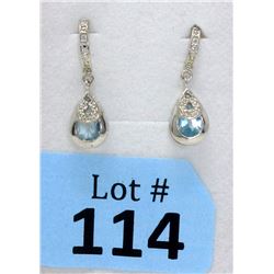 New Blue Topaz & Diamond Dangle Earrings