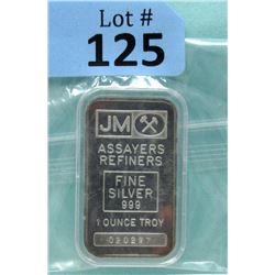 1 Oz. Johnson Matthey .999 Fine Silver Bar