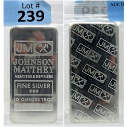 10 Oz Johnson Matthey .999 Silver Bar