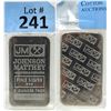 Image 1 : Rare Size 5 Oz Johnson Matthey .999 Silver Bar