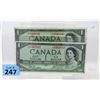 Image 1 : Two 1954 Canadian Devil Head $1.00 Notes