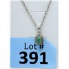 Image 1 : Emerald &Diamond Sterling Silver Necklace