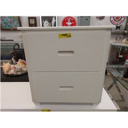 New White 2 Drawer Wood Nightstand