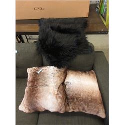 Black Fun Fur Throw & 2 Cushions