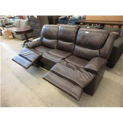 New Brown Leather Manual Reclining Sofa