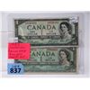 Image 1 : Two 1954 Canadian $1 Bills - One is Devil's Face