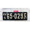 Image 1 : Rare 1927 USA Wisconsin License Plate