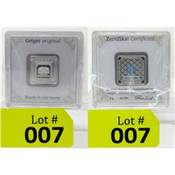 Ten 5 Gram .999 Silver Geiger Edelmetalle Bars