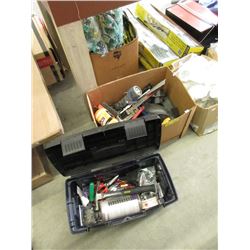 Box of Assorted Hand Tools & Toolbox with Contents