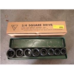 New 3/4"  Drive 9 Piece Air Impact Socket Set