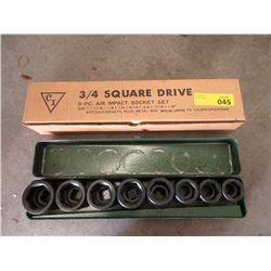 New 3/4"  Drive 9 Piece Air Impact Socket Set