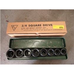 New 3/4"  Drive 9 Piece Air Impact Socket Set
