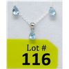 Image 1 : New Sterling Silver Blue Topaz Earrings & Pendant