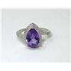Image 1 : Amethyst & Diamond Sterling Silver Dinner Ring