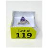 Image 2 : Amethyst & Diamond Sterling Silver Dinner Ring