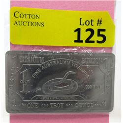 1 Oz. Australia Mint .999 Fine Titanium Bar