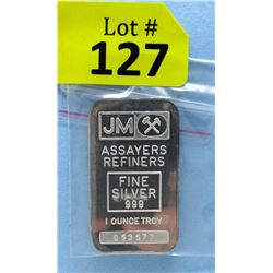 1 Oz. Johnson Matthey .999 Fine Silver Bar