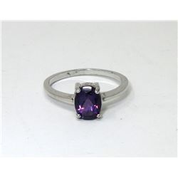 Amethyst Solitaire Sterling Silver Ring