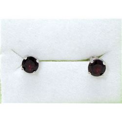 New Sterling Silver Garnet Stud Earrings