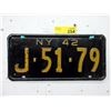 Image 1 : Rare USA 1942 New York License Plate