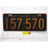 Image 1 : Rare USA 1930 Maryland License Plate