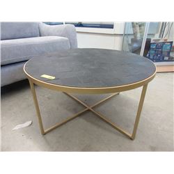 Black Coffee Table with Gold Tone Metal Frame