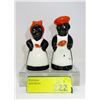 Image 1 : Pair of Vintage 4" Black Americana Salt & Pepper