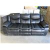 Image 1 : New Black Leather Manual Reclining Sofa - 7 Long