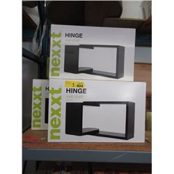 3 New Black Hinge Wall Shelves - 9" x 20" x 5"