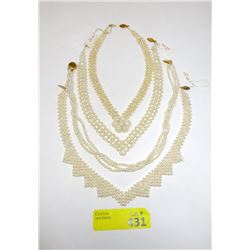 4 New Woven Seed Pearl Necklaces - 16" - 18"