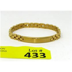 New Gold Plated Stainless Steel 8" ID Bracelet
