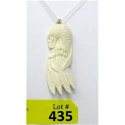 Carved Bone Eagle Pendant on Silver Chain