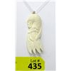 Image 1 : Carved Bone Eagle Pendant on Silver Chain