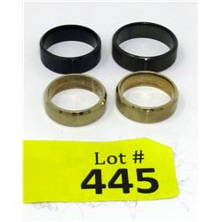 4 New Comfort Fit Rings - 2 Black Finish & 2 Brass