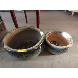 2 Glazed Ceramic Patio Planters