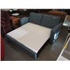 Image 1 : New Blue Fabric Upholstered Pull Out Sofa Bed
