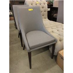 Grey Fabric Upholstered Side Chair - Wood Legs