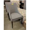 Image 1 : Grey Fabric Upholstered Side Chair - Wood Legs