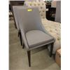 Image 1 : Grey Fabric Upholstered Side Chair - Wood Legs