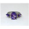 Image 1 : Sterling silver Amethyst & Diamond Dinner Ring
