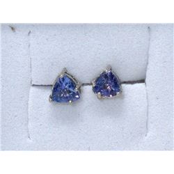 New 1 CT Tanzanite Sterling Silver Stud Earrings