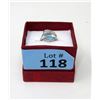 Image 2 : Large Blue Topaz & Diamond Sterling Silver Ring