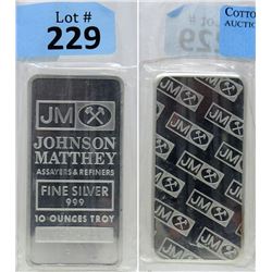 10 Oz Johnson Matthey .999 Silver Investor Bar